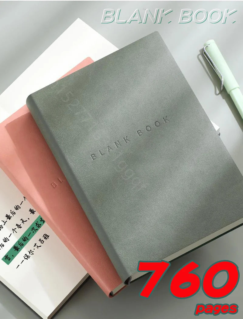 Super Thick Notebook (760pages) A5 Creativity Stationery Blank Notepads Pu cover School Office Supplies (Sketching and Graffiti)