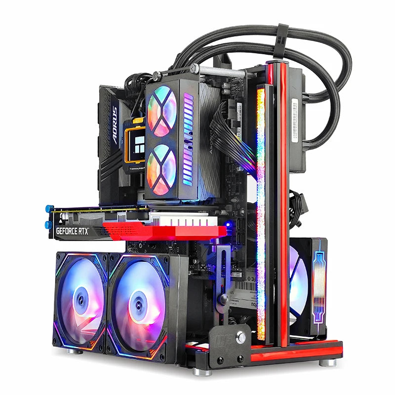 METALFISH BlockCase Aluminum Open Frame Case Support ATX/M-ATX Mainboard GPU Mount Horizontally 240 Water Cooler Gaming Cabinet