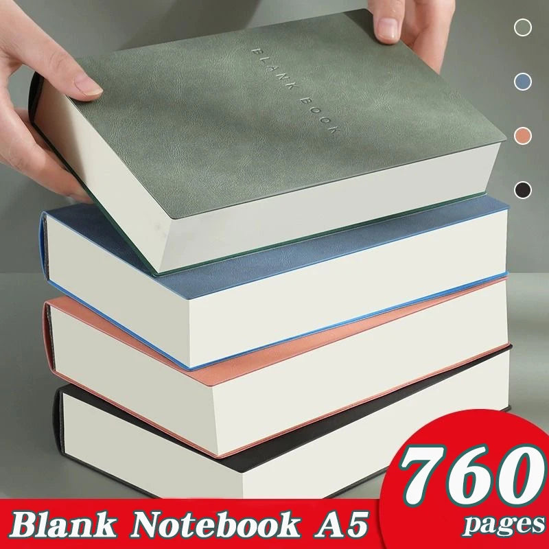 Super Thick Notebook (760pages) A5 Creativity Stationery Blank Notepads Pu cover School Office Supplies (Sketching and Graffiti)