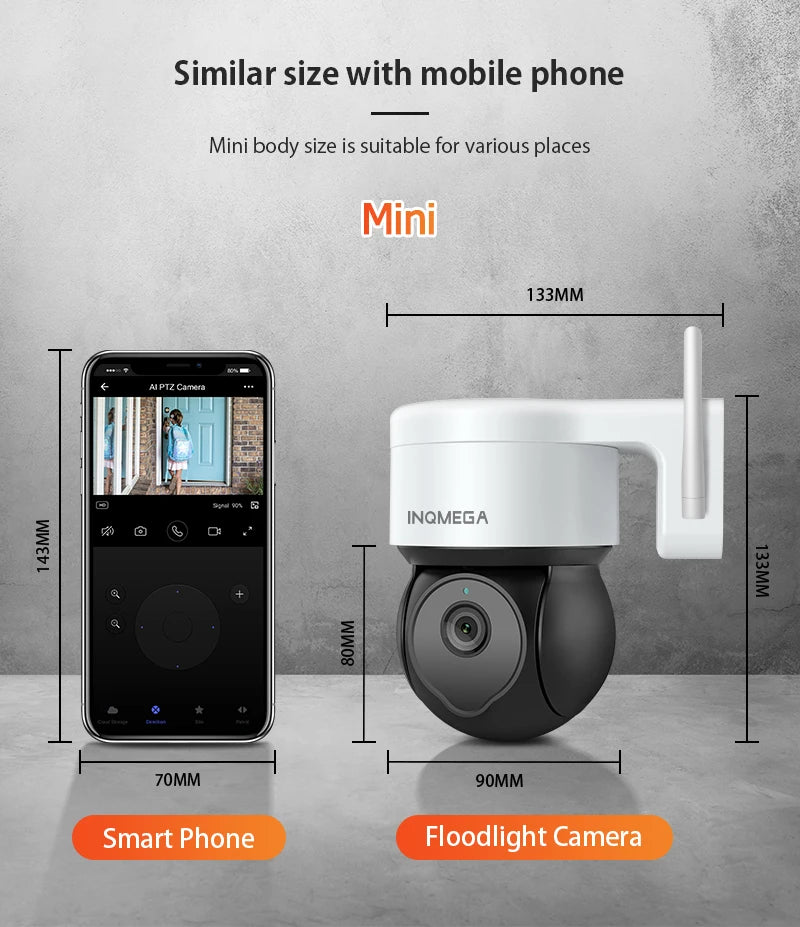 INQMEGA 5MP Tuya Outdoor PTZ Camera Ai Human Detect 1080P Security CCTV Camera Add Google home And Alexa Wifi IP Camera for Yard