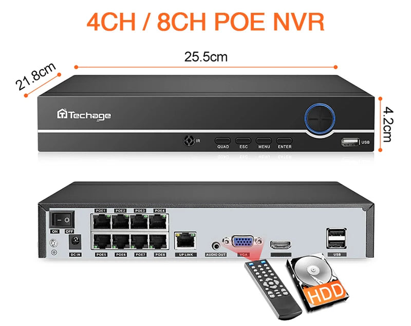 Techage HD 8MP POE IP Camera Outdoor Audio Dual Lens CCTV Video Smart AI Security Camera PTZ Security Surveillance System NVR