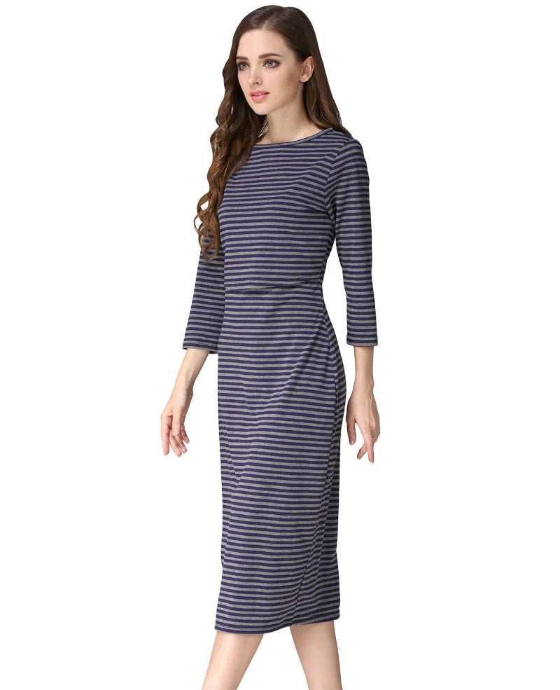 New Spring Striped Maternity Breastfeeding Dresses Pregnancy Clothes Women Pregnant Nursing Lactation Dress Drop Shipping