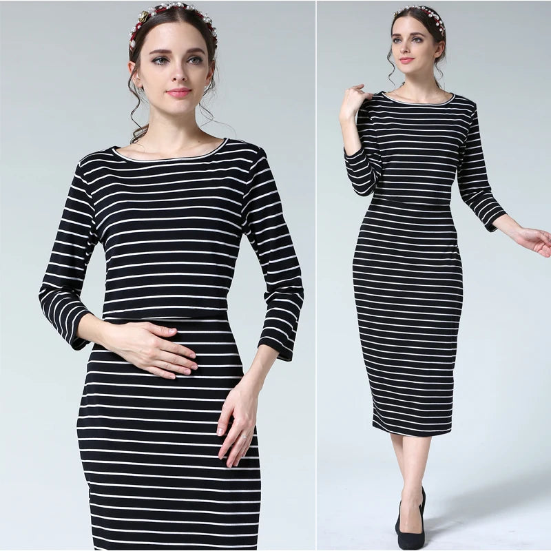 New Striped Maternity Clothes Maternity Dresses Pregnancy Clothes For Pregnant Women Nursing Breastfeeding Dresses Free Shipping