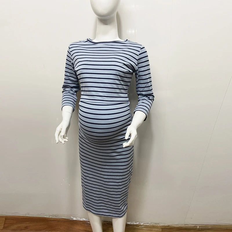 New Spring Striped Maternity Breastfeeding Dresses Pregnancy Clothes Women Pregnant Nursing Lactation Dress Drop Shipping