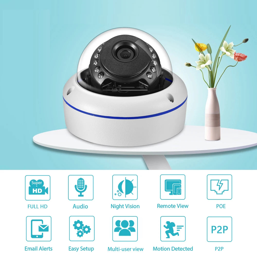 XMEYE IMX415 IMX335 IMX307 4K 8MP 6MP 3MP 2.8mm Wide Angle POE Vandalproof Audio IP Camera Face Detection Dome 15IR CCTV Camera