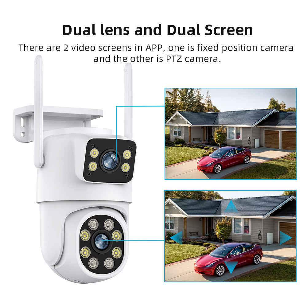 4K 8MP HD Wifi PTZ Camera Outdoor 6MP Dual Lens Dual Screen AI Auto Tracking IP Camera CCTV Audio Video Surveillance P2P iCSee