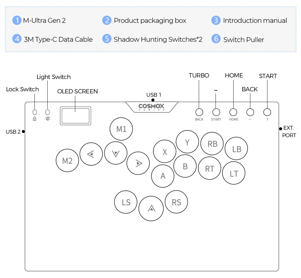 Haute42 M-Ultra Gen 2 Aluminium Alloy Leverless Hitbox Controller  For PC/ Ps4 / ps5/Steam Stickless Arcade Stick Controller
