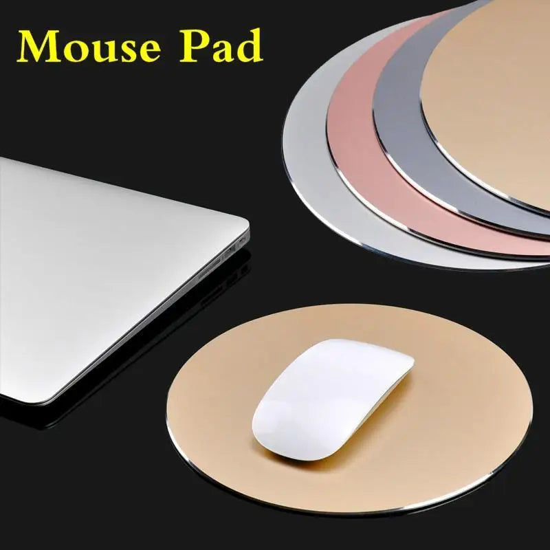 1pcs Round Gaming Mouse Pad Aluminum Alloy Metal Mouse Pad Suitable Home Office Computer Mouse Accessories