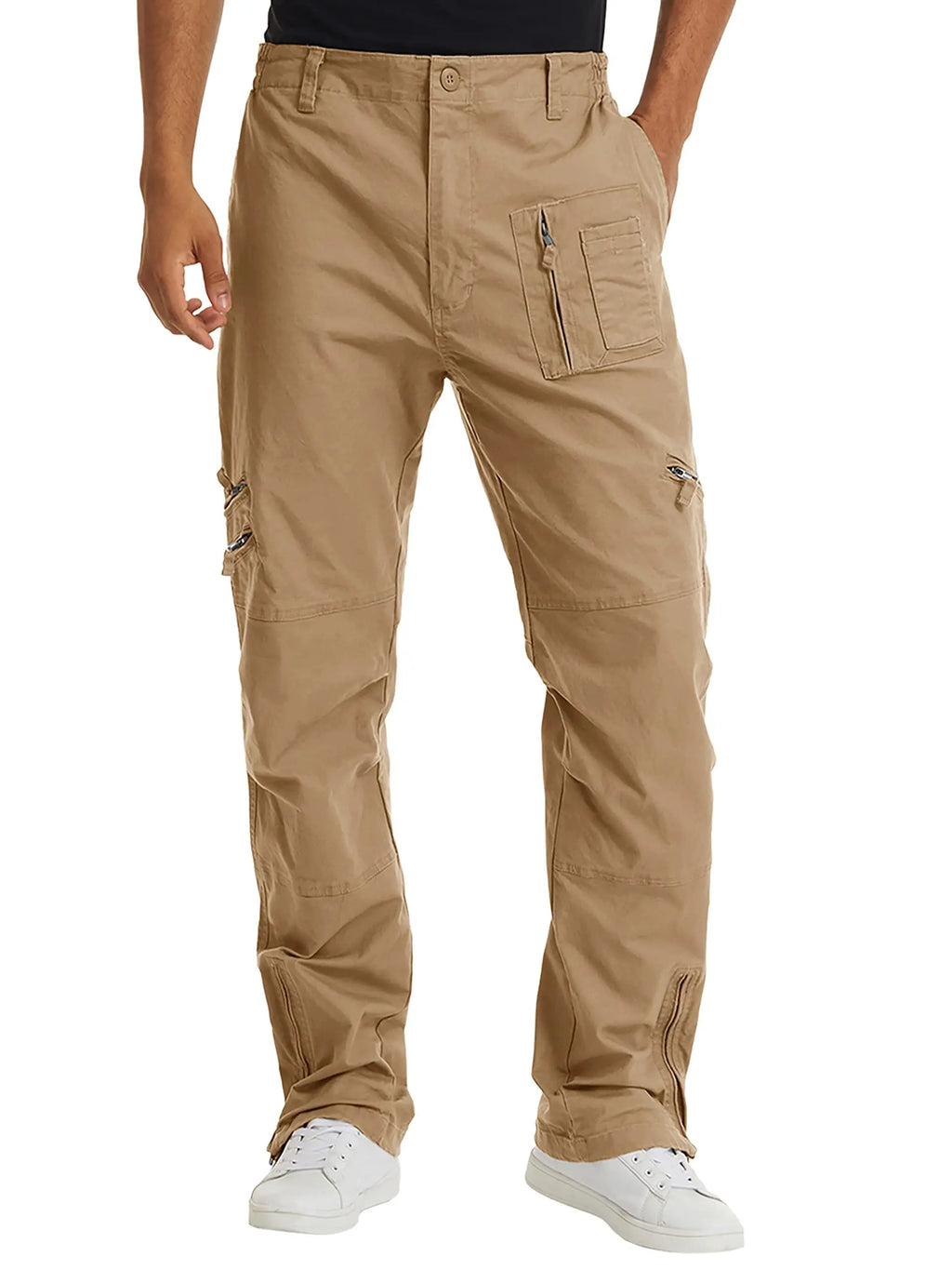 TACVASEN Safari Ripstops Multi-Pockets Work Pants Mens Outdoor Cargo Pants Spring Autumn Casual Cotton Hiking Combat Trousers