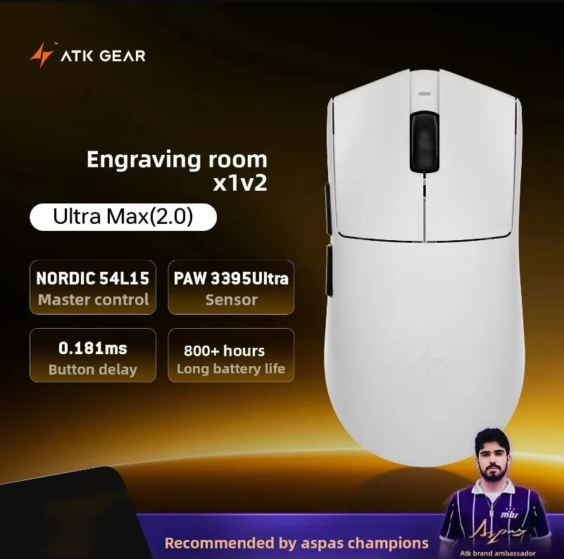 ATK x1v2 Wireless Dual 8K Dual Mode Mouse PAW3395/3950 Ultra  Gaming Mouse ULTRA MAX Ergonomics Accessory Long Batter Life Gamer