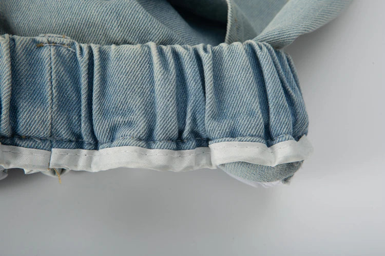 Autumn Kids Child Straight Jeans with Bows on The Side for Teens Girls Fashion Loose Fit Denim Pants Child Casual Jeans Trousers