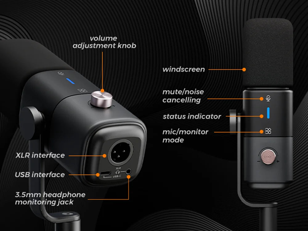 NearStream USB XLR Dynamic Microphone Boom Arm Professional PC Mic for Gaming Studio Set Podcast Recording Streaming Microphone