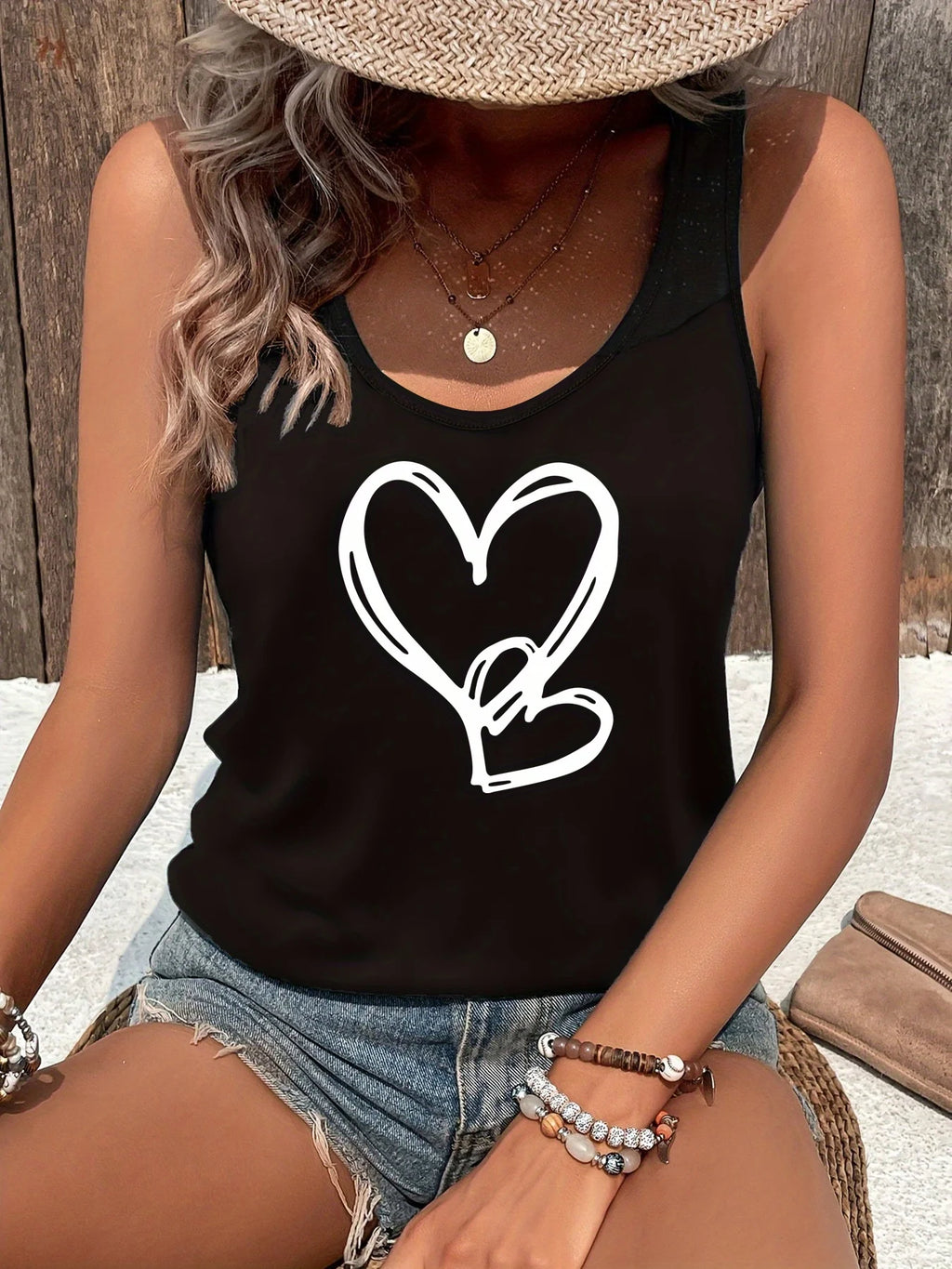 printed Summer women's loose and personalized dream catcher mesh printed vest top T-shirt comfortable sleeveless