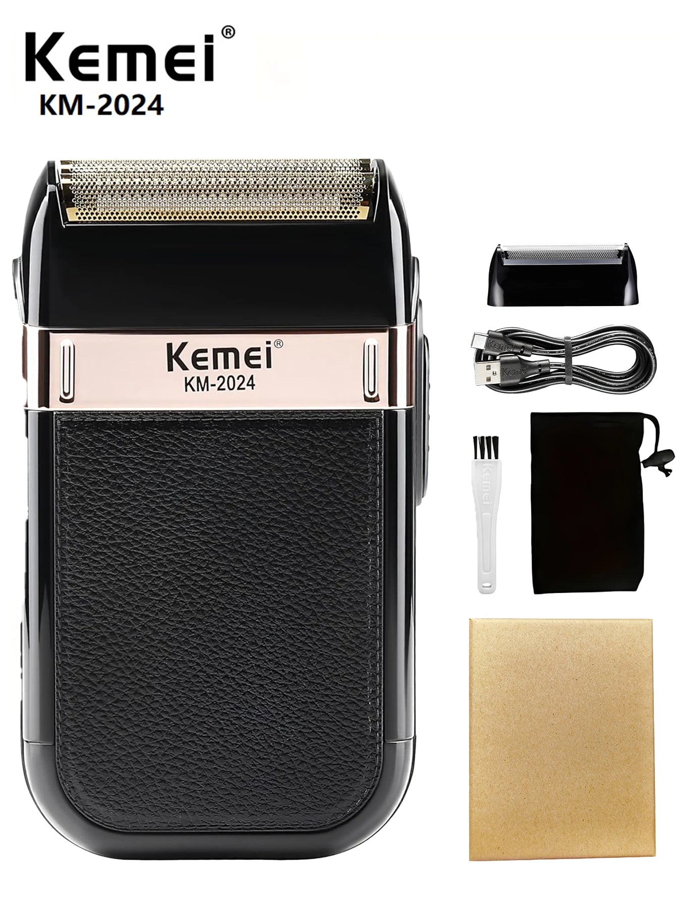 KEMEI Men's electric shaver, reciprocating double-blade head, rechargeable professional electric shaver for home use. KM-2024