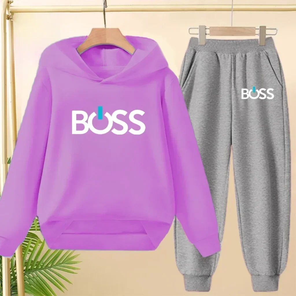 Spring Autumn Children Clothes Leisure Letter Print 2pcs Hoodie+Pants Tracksuits 3-13 Years Boys Girls Outfits Streetwears