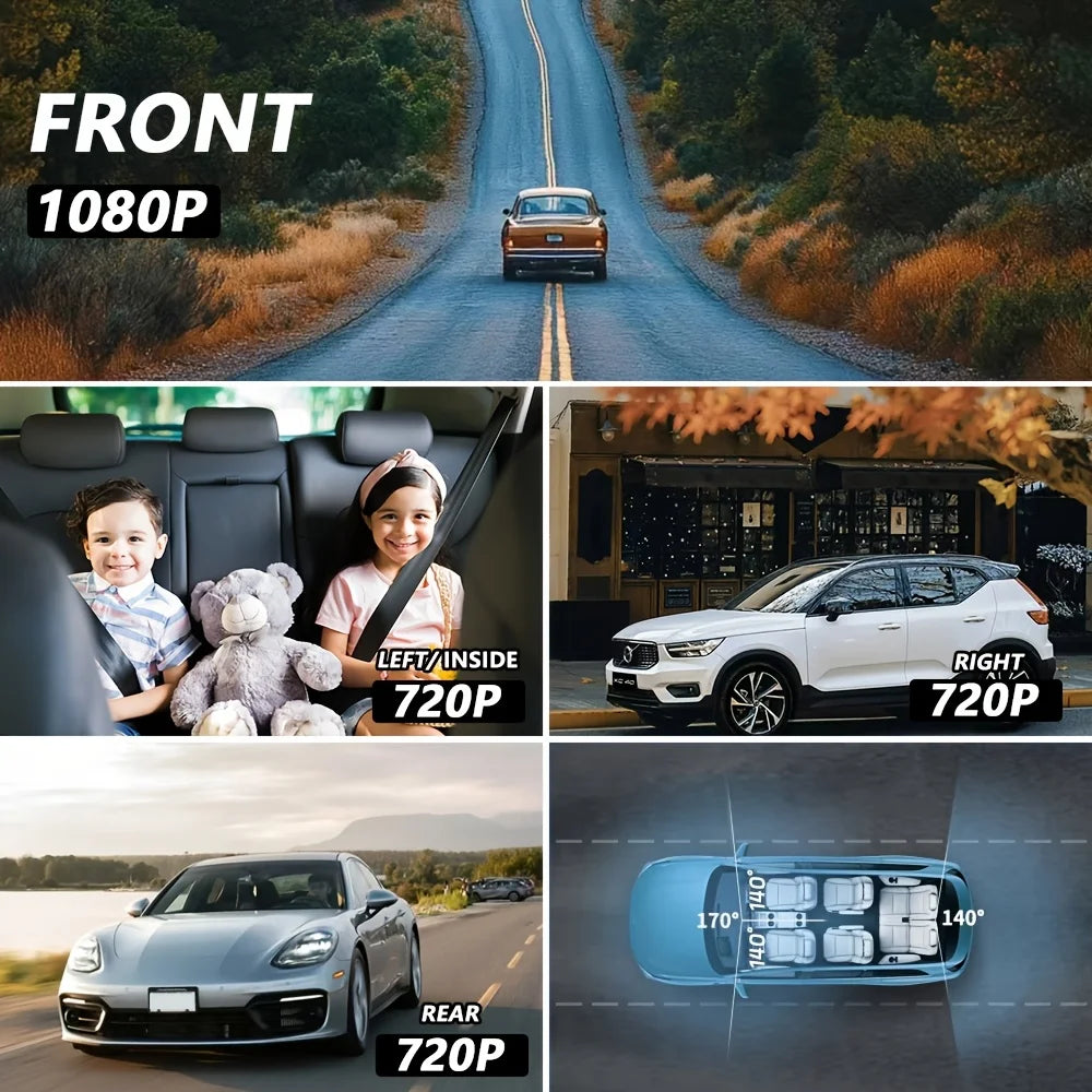 4 Channel Dash Cam wifi dashcam for car dvr Video Recorder Night Vision 24H Parking Monitor Black Box 360° Car Recording Camera