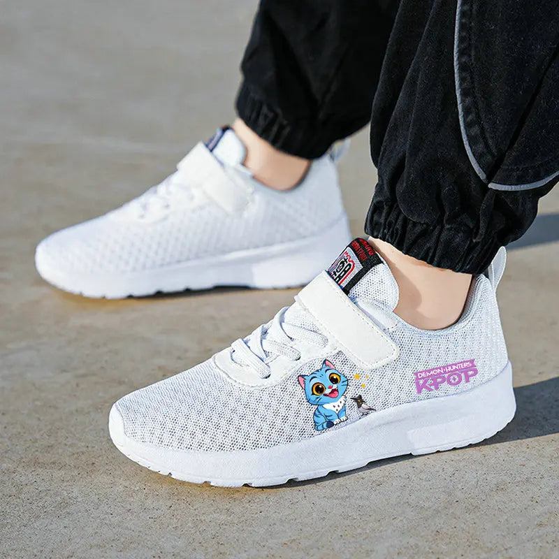 New KPop Demon Hunters Children's Sneakers Mesh Casual Sport Basketball Shoes Girls Gift Kids Shoes Student Outdoor Shoes 28-40