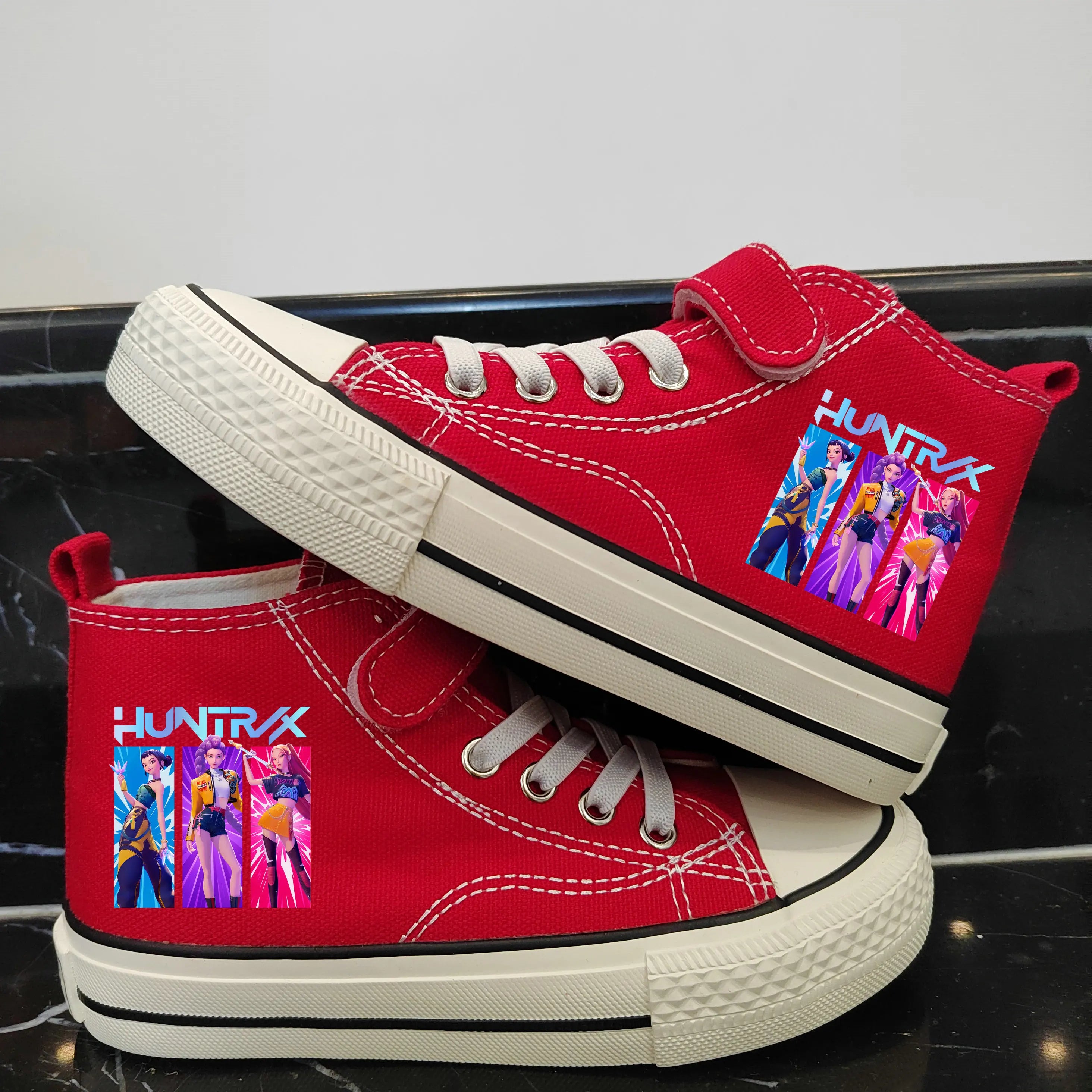 New Kpop Demon Hunter Children's Canvas Shoes Kids Sneakers Boys Girls Fashion Canvas Shoe Cartoon Print Breathable Casual Shoes