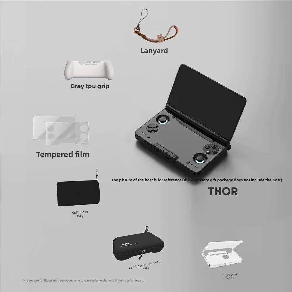 AYN THOR Protective Case Dual Screen Flip Up Handheld Device Gaming Accessories Storage Bag Lanyard Soft Bag For AYN THOR Gifts