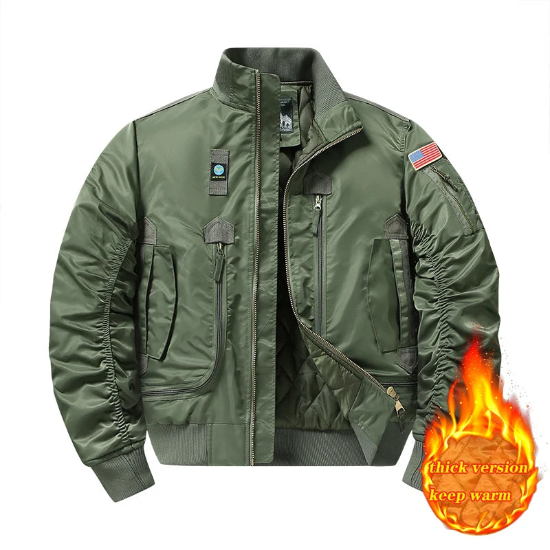 MA-1 American pilot cotton jacket men's autumn and winter thick warm baseball jacket fashion jacket men's military fan jacket