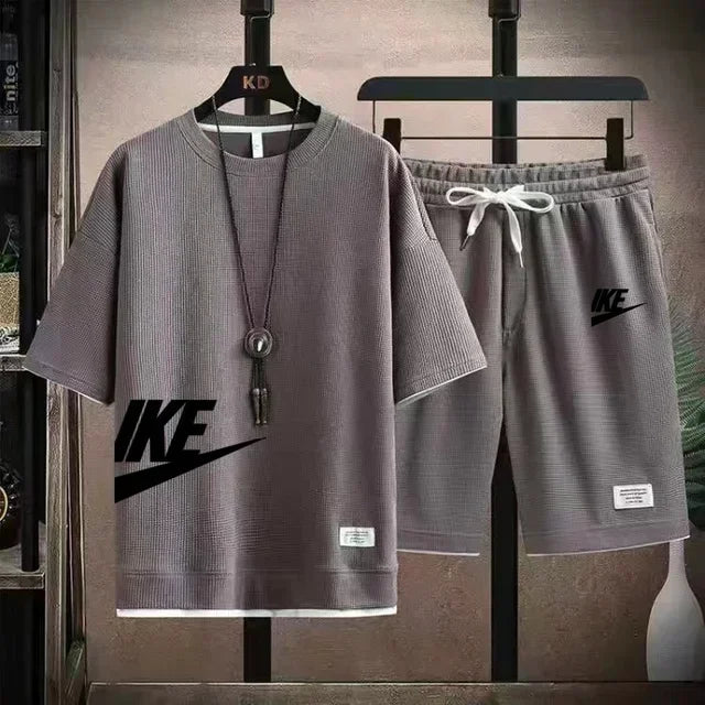 New summer men's casual short-sleeved T-shirt and shorts sportswear set, outdoor men's breathable jogging shorts 2-piece set