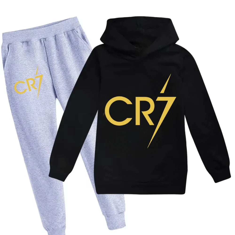 3-12 Years Kid's Clothes Hoodie +Pants Suit 2pcs Set Boy Tracksuit Spring Autumn Sweatshirt Set Football CR7 Children Sportsuit