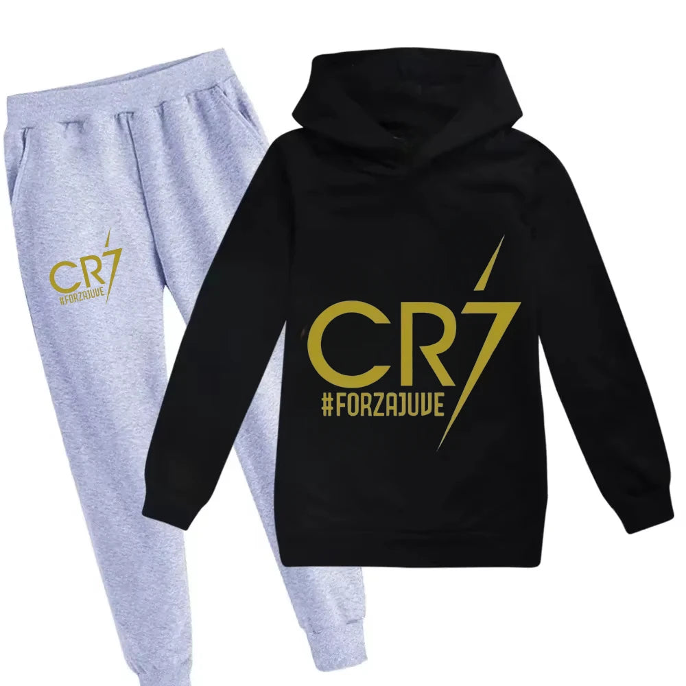3-12 Years Kid's Clothes Hoodie +Pants Suit 2pcs Set Boy Tracksuit Spring Autumn Sweatshirt Set Football CR7 Children Sportsuit