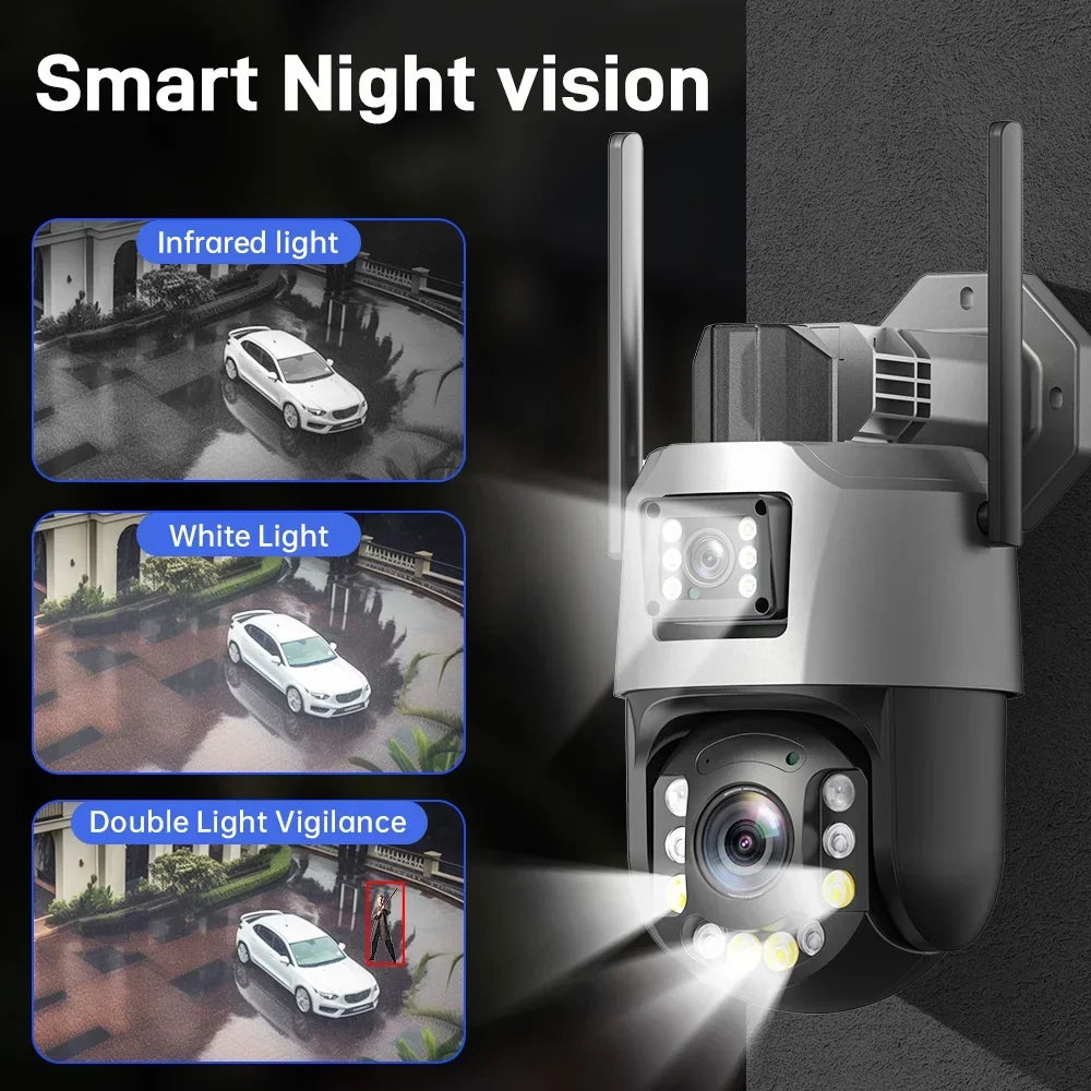 8MP 50X Zoom PTZ Camera Wifi Dual Lens 4K 20X Outdoor Surveillance Camera 393ft Ultra Long IR Vision Distance ONVIF Security