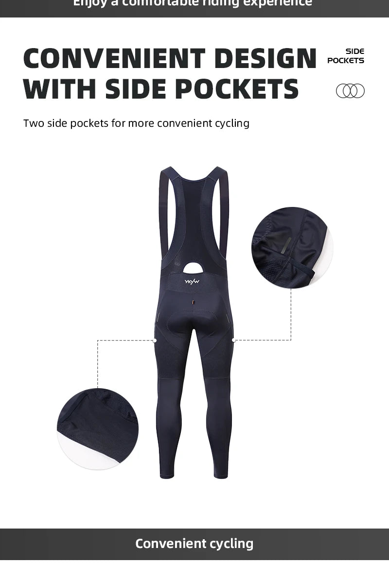 YKYWBIKE Men's Cycling Bib Long Pants Spring Autumn Long Cycling Pants Bib Road Bike Pants Bib Tights Cycling Bib Pants