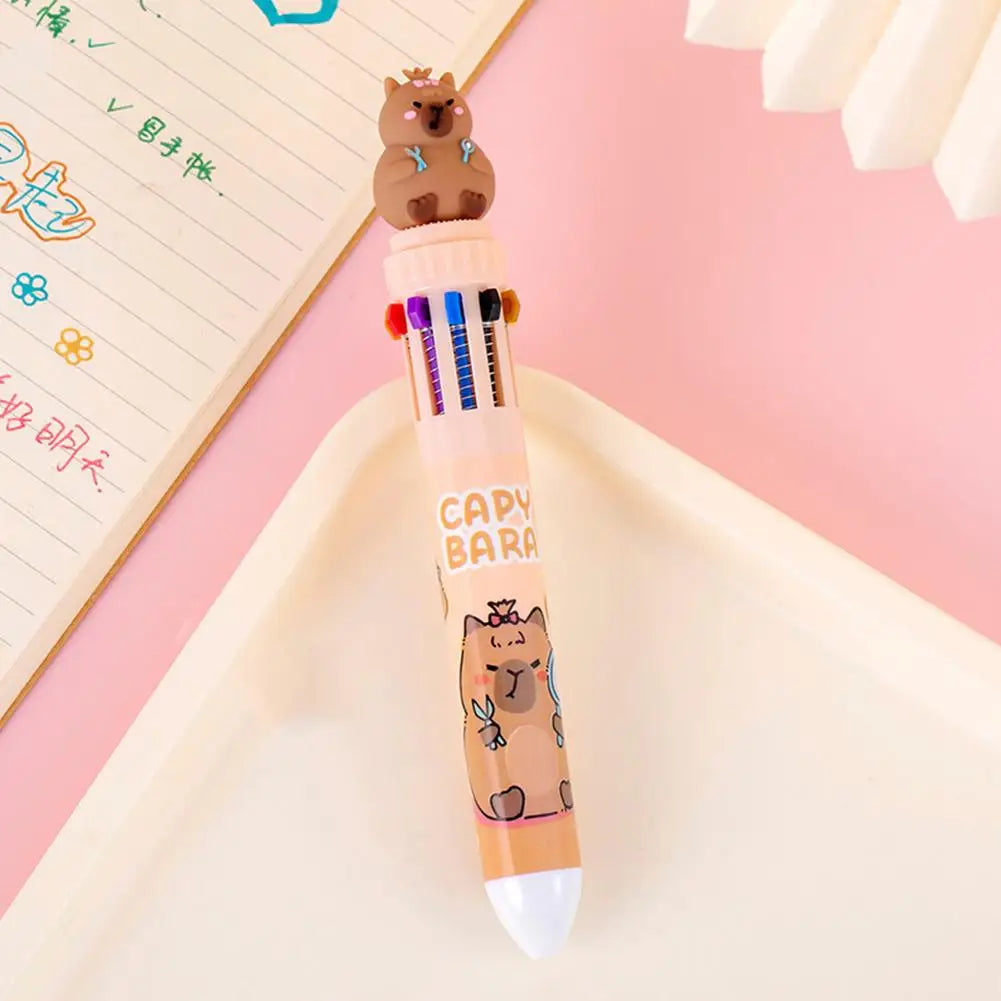 Kawaii Capybara Multicolor Pen 0.5mm Colorful Ink Pen Cute Cartoon Ballpoint Pen School Office Supplies Student Stationery Gifts