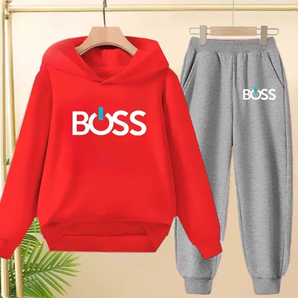 Spring Autumn Children Clothes Leisure Letter Print 2pcs Hoodie+Pants Tracksuits 3-13 Years Boys Girls Outfits Streetwears