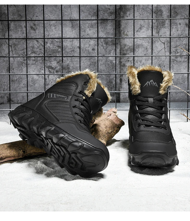 2024 New Winter men boots  Slippers Warm Men Shoes Waterproof Non-Slip Plush Sneakers Male  leather Boots Plus size  48