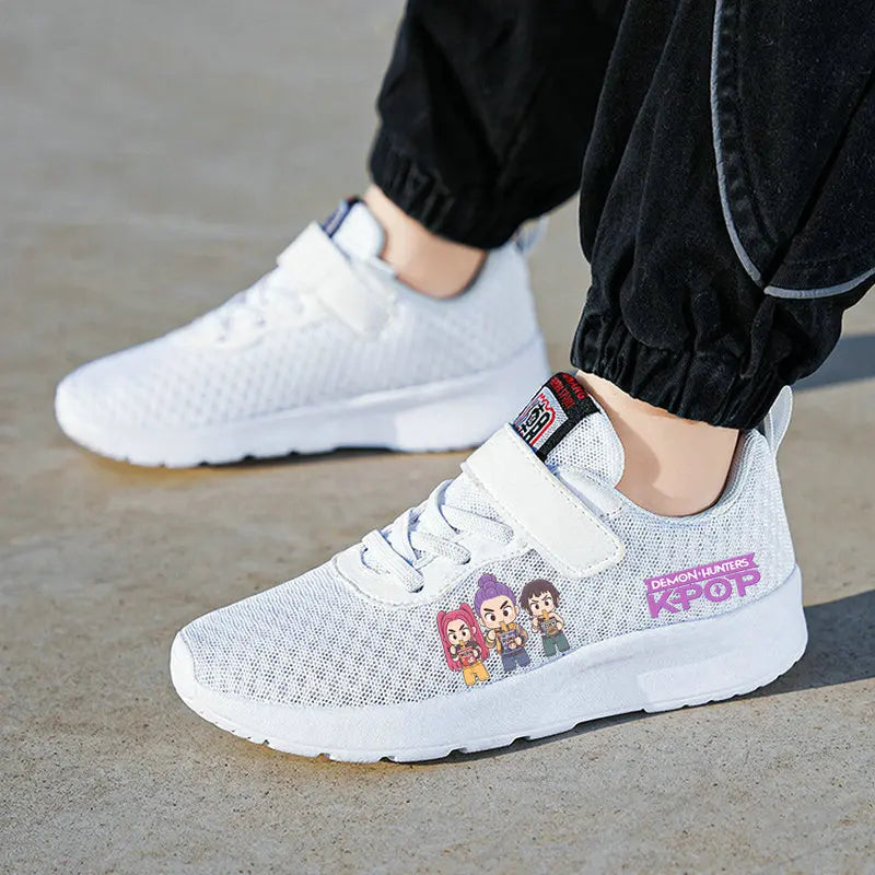 New KPop Demon Hunters Children's Sneakers Mesh Casual Sport Basketball Shoes Girls Gift Kids Shoes Student Outdoor Shoes 28-40