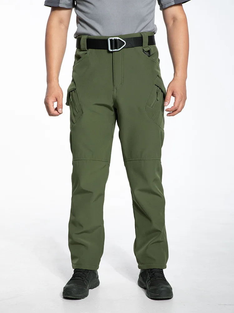 Men's Fleece Lined Winter Warm Tactical Pants Waterproof Hiking Casual Thermal Work Cargo Pants Insulated Skiing Outdoor Sports