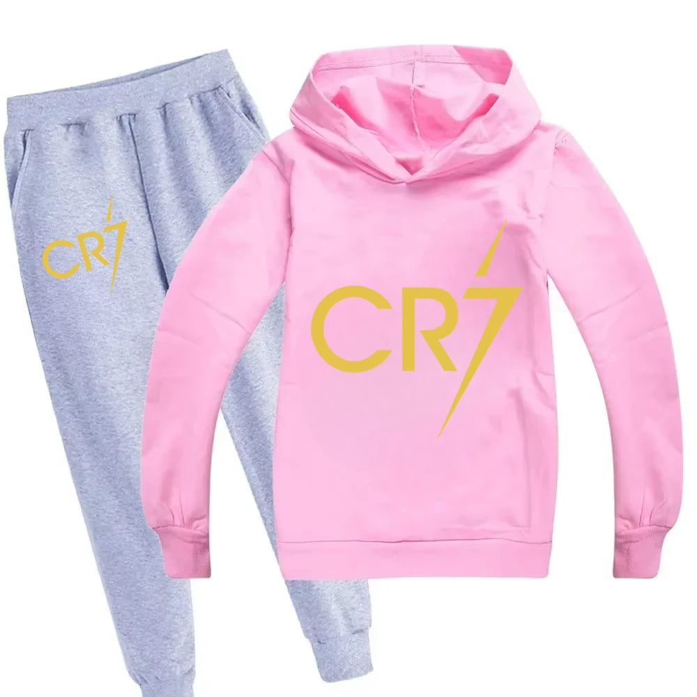 3-12 Years Kid's Clothes Hoodie +Pants Suit 2pcs Set Boy Tracksuit Spring Autumn Sweatshirt Set Football CR7 Children Sportsuit