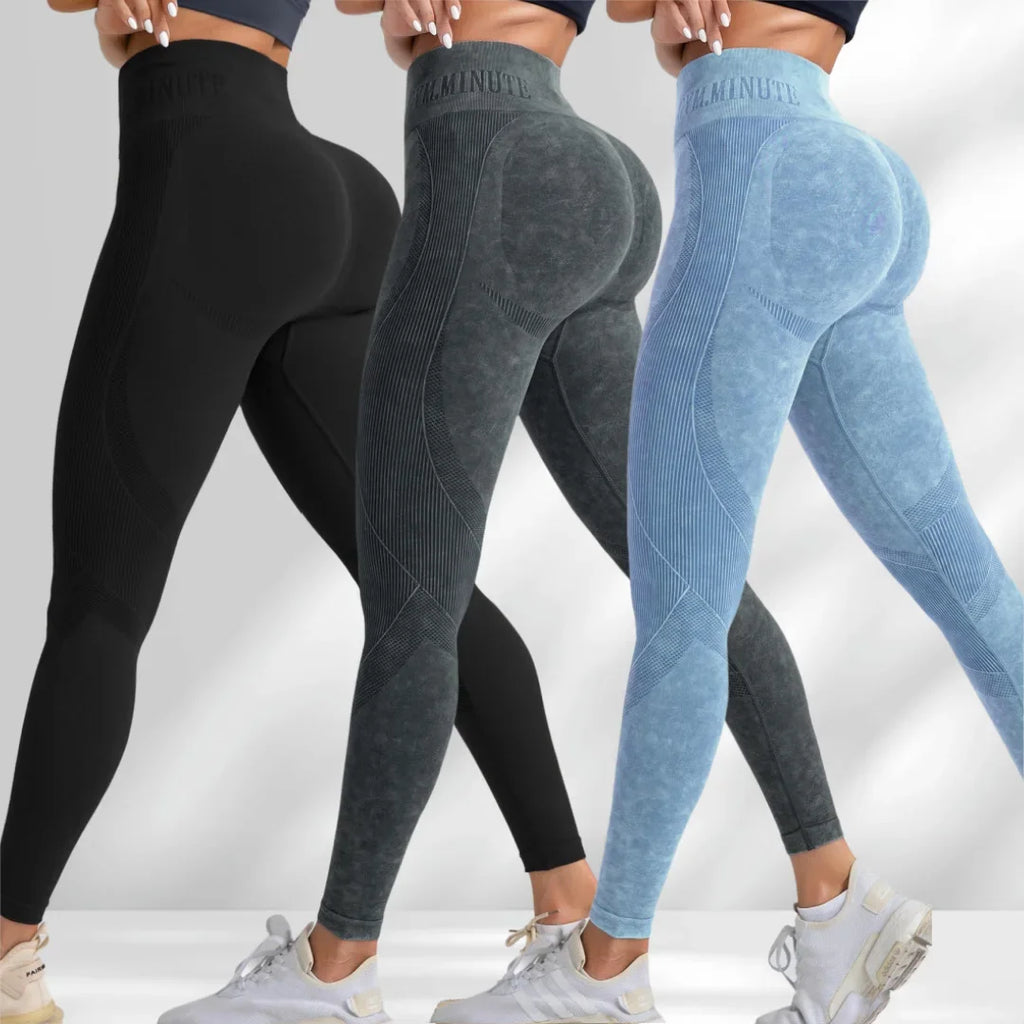 Women Seamless Gym High Waist Yoga Pants Hip Lifting Outdoor Sports Tight Waist Letter Sand Washed Pants Exercise Yoga Leggings