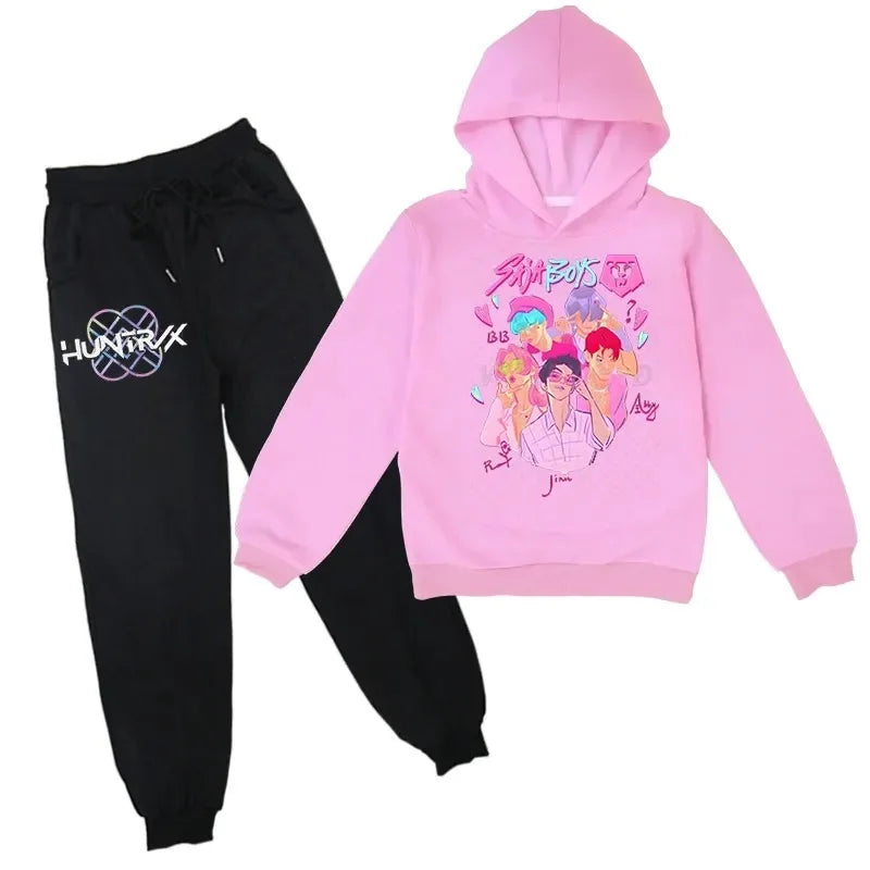 Children Hoodies Sets Kpop Demon Hunters Saja Boys Pullover Girls Boys Sweatshirts Anime Trucksuit Autumn Casual Kids Clothes