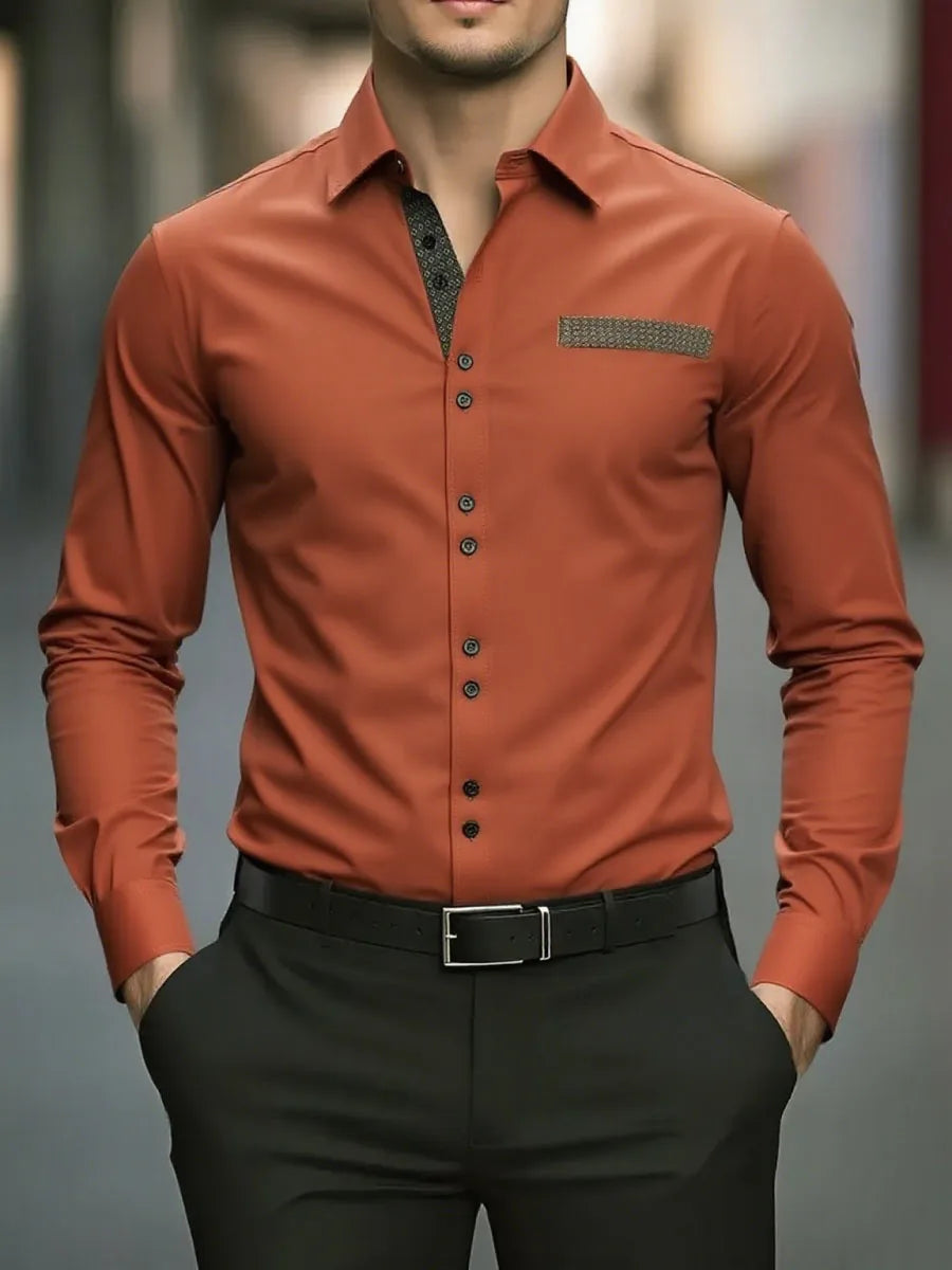 18 colors of new men's solid-color casual business shirts for office, long-sleeved, comfortable fabric, large size, fast shippin