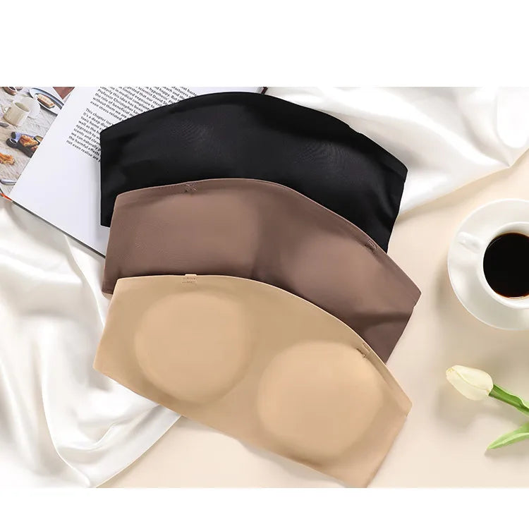 1Pc/3Pcs/Pack New Design Removable Padded Soft Ice Silk Traceless Women Wire Free Seamless Bra For Women Strapless Bra
