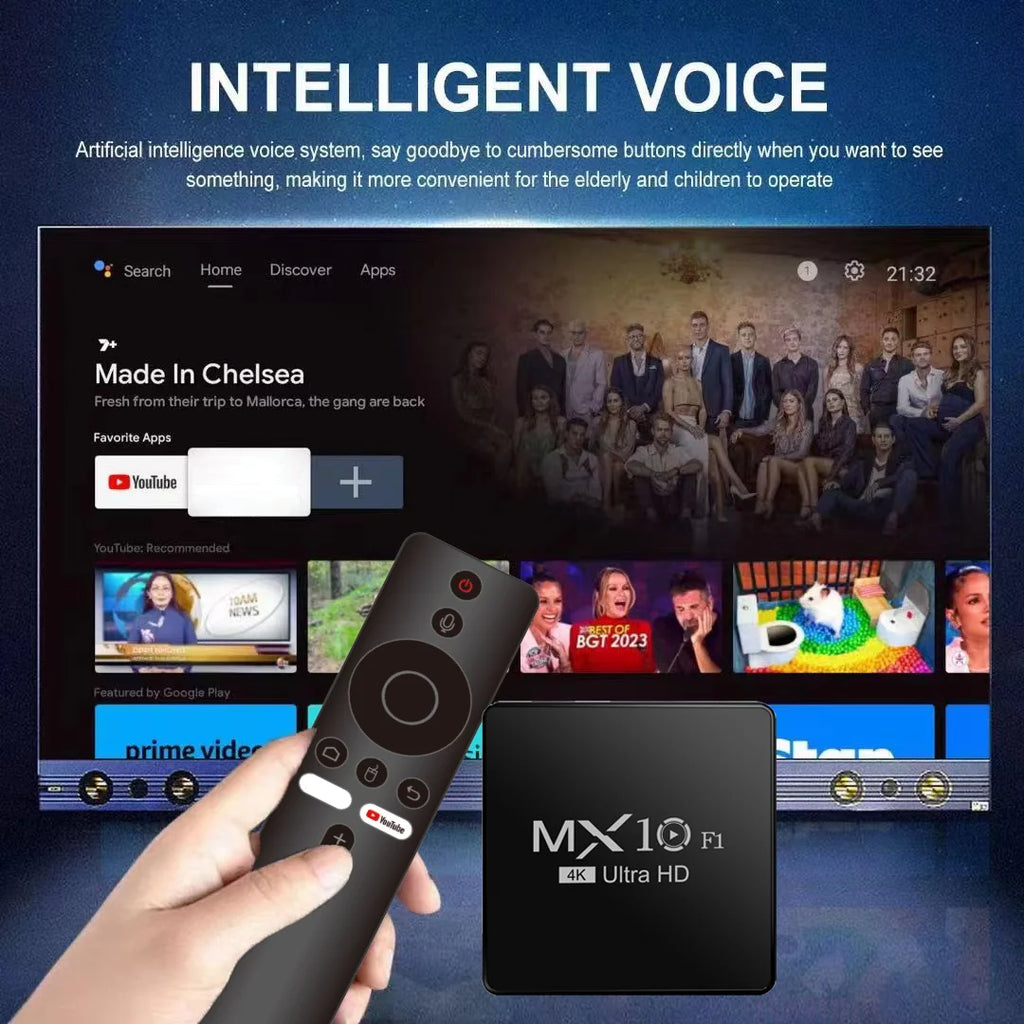 TV Box MX10 F1 Android 13 Mali-G31 4K 2GB RAM 16GB eMMC flash Media Player Support Voice Remote Control