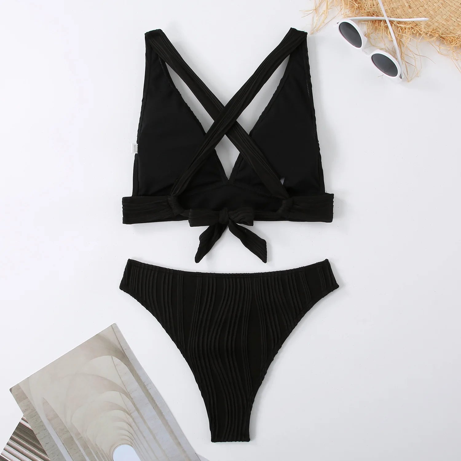 2025 Wrinkled Crinkled Bikini Women Swimwear Female Swimsuit Two-pieces Bikini Set High Cut Bathing Suit Swim Beach Wear Lady