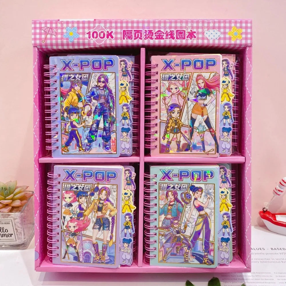 1/4PCS Kpop Demon Hunters Golden Notebook Rumi Mira Zoey Binder Cartoon Anime  Stationery Supplies Back To School Gifts %^$