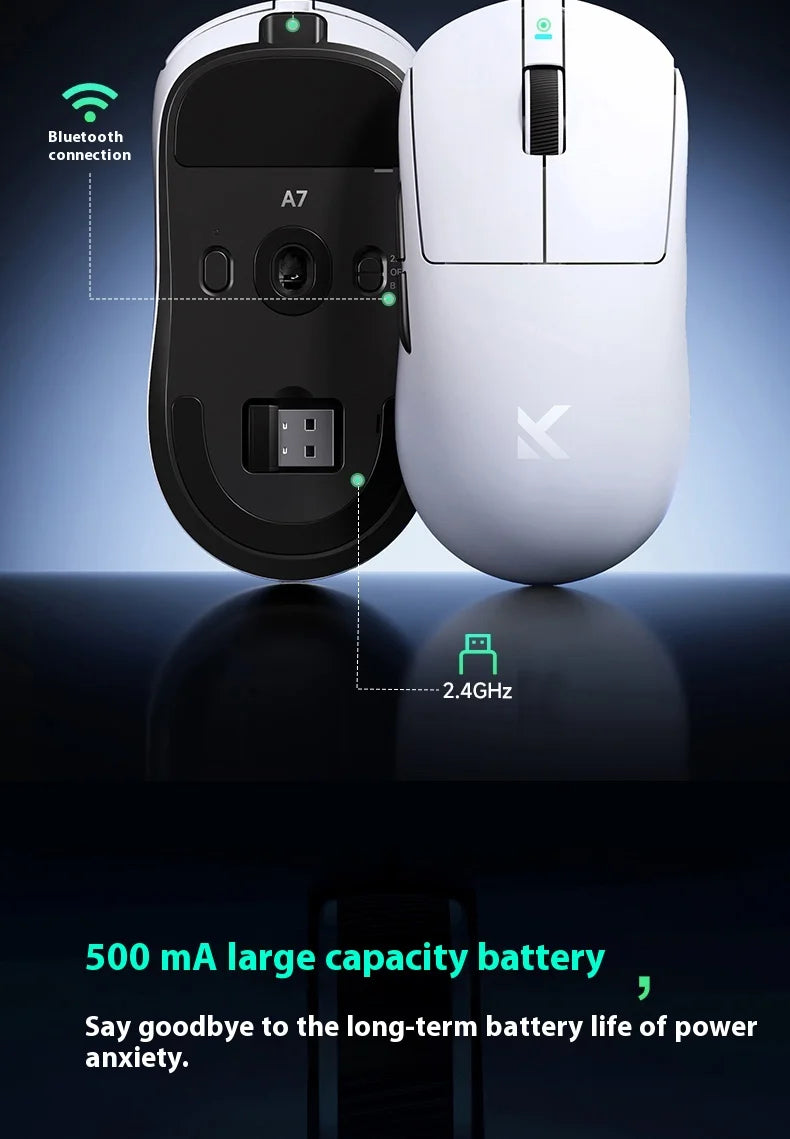 MCHOSE A7 Ultra Mouse Esports GamesThree Modes Pro Wireless Bluetooth PAW3395 Lightweight Laptop Office Mouse Support Ergonomics