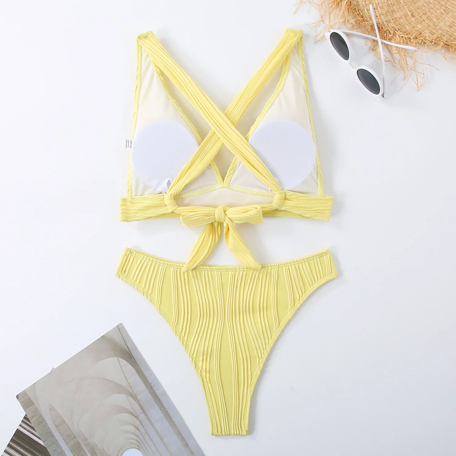 2025 Wrinkled Crinkled Bikini Women Swimwear Female Swimsuit Two-pieces Bikini Set High Cut Bathing Suit Swim Beach Wear Lady