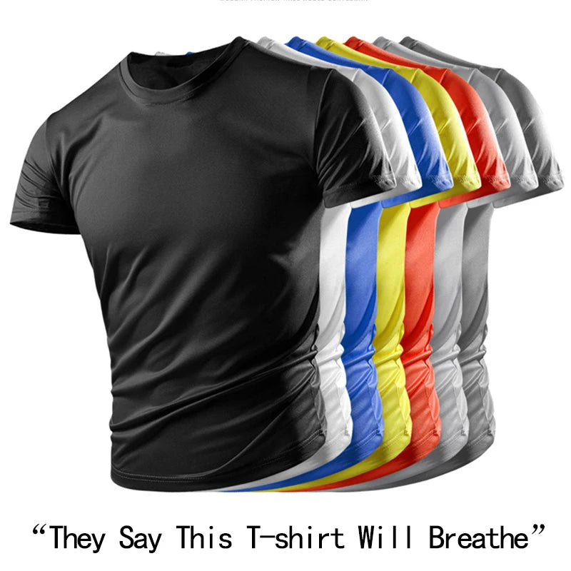 New Summer Men's And Women's Half-sleeved Ice Silk Breathable Sports Fitness Sweat-absorbing Quick-drying Short-sleeved T-shirt