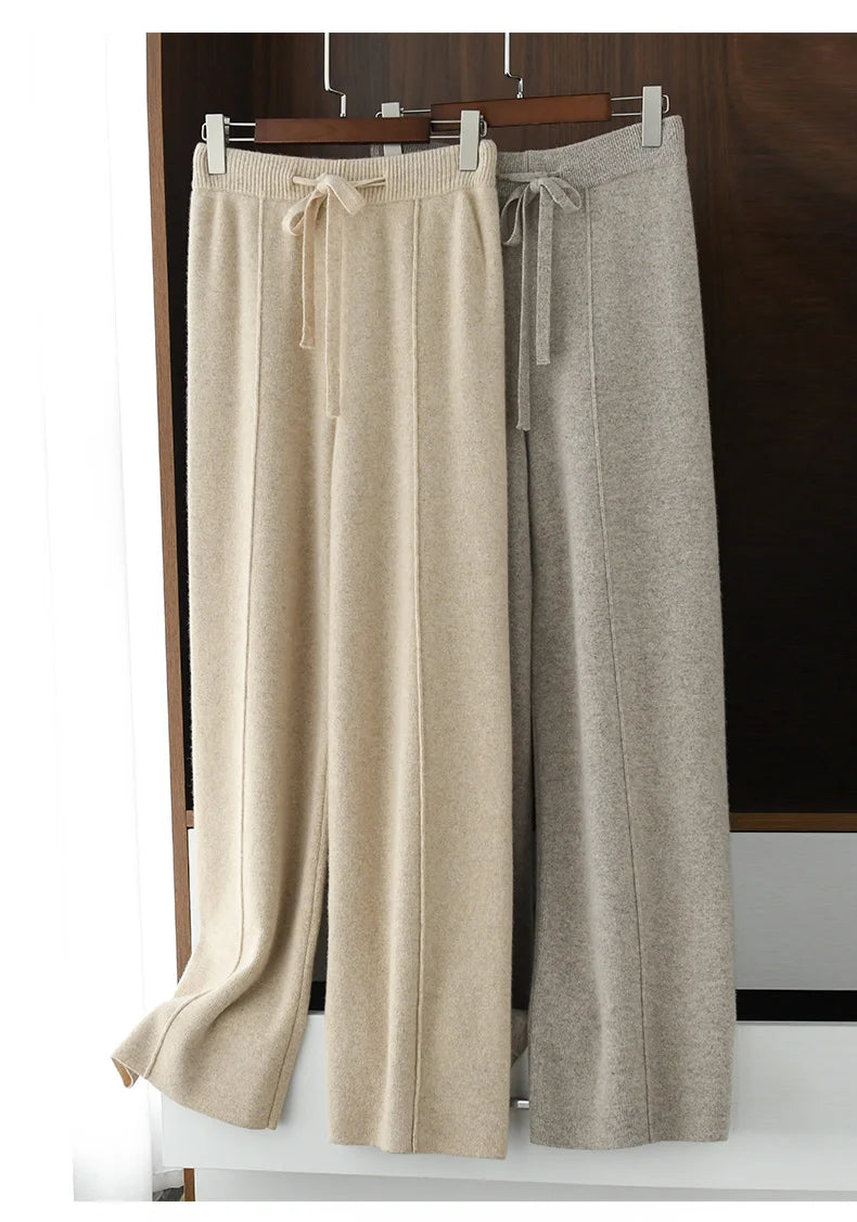 2023 New Autumn and Winter  Women Cashmere Fashion Pants Knitted Loose Cashmere Women Pants Women