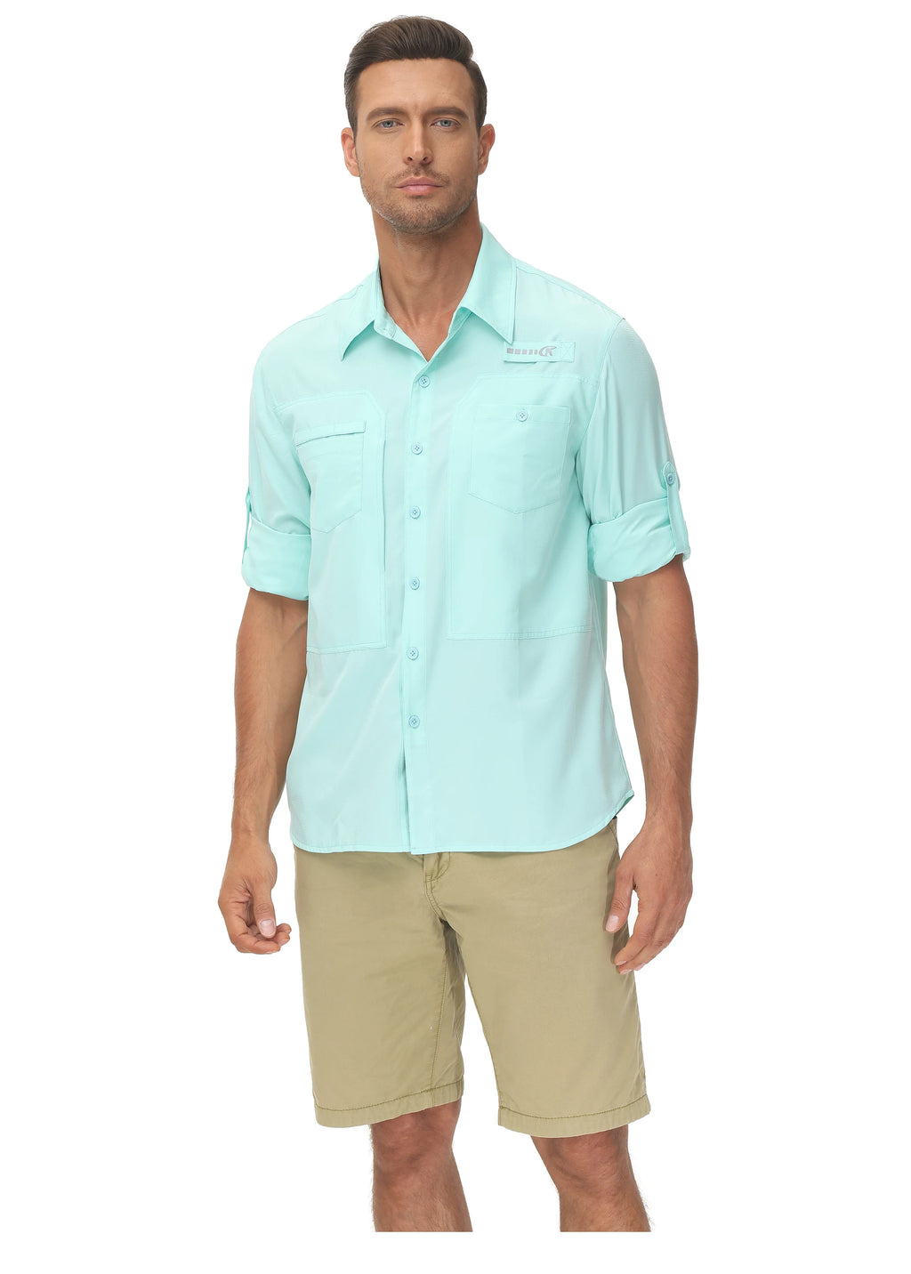 Summer Men's UPF 50+ Casual Long Sleeve Fishing Shirts, Lightweight Tactical Button Down Shirt with Breathable Back Mesh