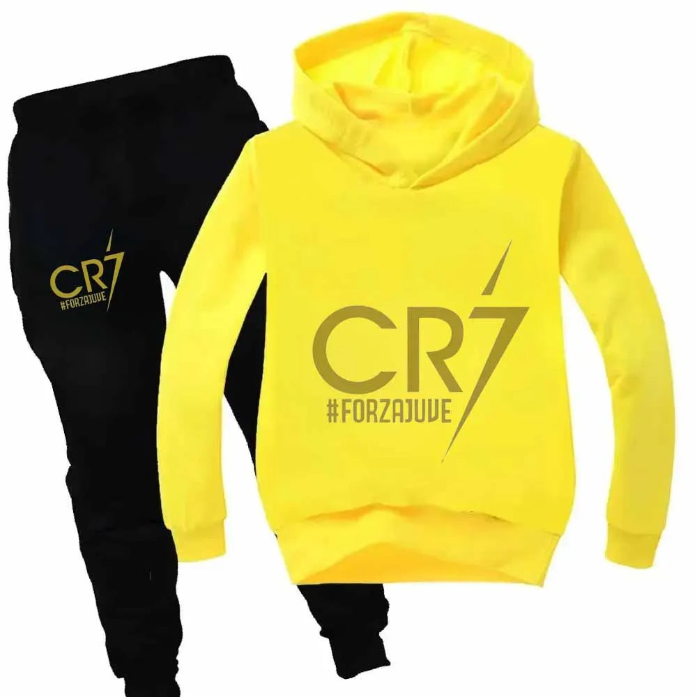 3-12 Years Kid's Clothes Hoodie +Pants Suit 2pcs Set Boy Tracksuit Spring Autumn Sweatshirt Set Football CR7 Children Sportsuit