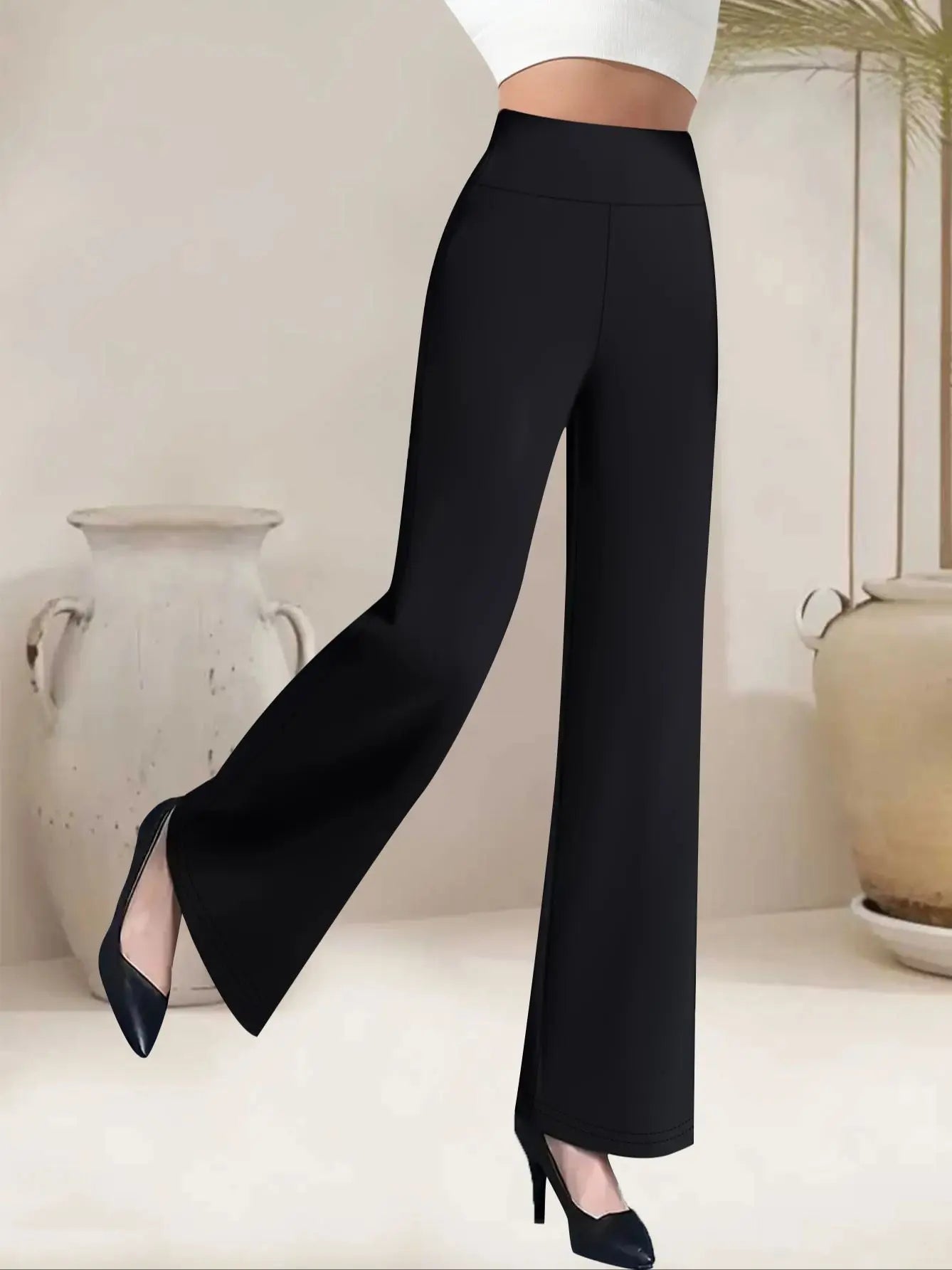 1 pair of high waisted straight leg pants - elegant pants for women, versatile for spring, summer, autumn, winter, office wear