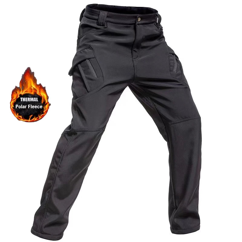 Men's City Cargo Autumn Winter Fleece Softshell Hiking Pants Fishing Climbing Trekking Casual Hunting Camping Trousers M-5XL